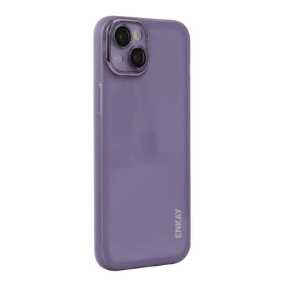 For iPhone 14 Plus ENKAY Hat-Prince Translucent Matte TPU Phone Case with Lens Film(Purple) by ENKAY