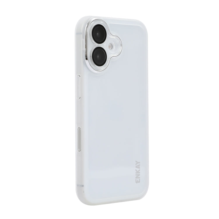 For iPhone 16 ENKAY Hat-Prince Translucent Matte TPU Phone Case with Lens Film(White) by ENKAY