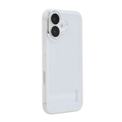 For iPhone 16 ENKAY Hat-Prince Translucent Matte TPU Phone Case with Lens Film(White) by ENKAY