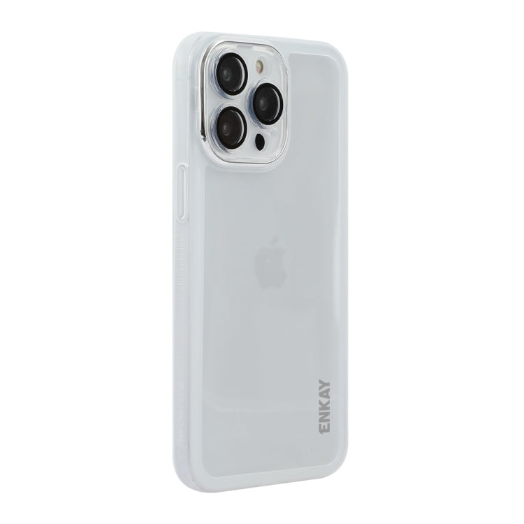For iPhone 16 Pro Max ENKAY Hat-Prince Translucent Matte TPU Phone Case with Lens Film(White) by ENKAY
