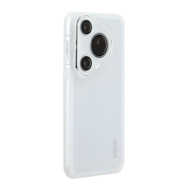 For Huawei Pura 70 ENKAY Hat-Prince Translucent Matte TPU Phone Case with Lens Film(White) by ENKAY