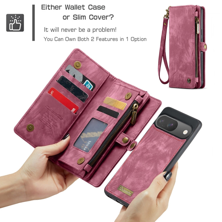 For Google Pixel 9 / 9 Pro CaseMe 008 Detachable Multifunctional Leather Phone Case(Wine Red) by CaseMe
