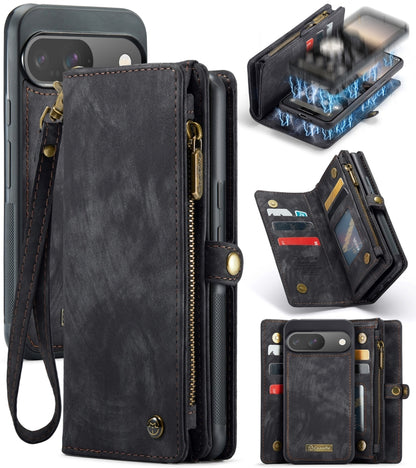 For Google Pixel 9 / 9 Pro CaseMe 008 Detachable Multifunctional Leather Phone Case(Black) by CaseMe