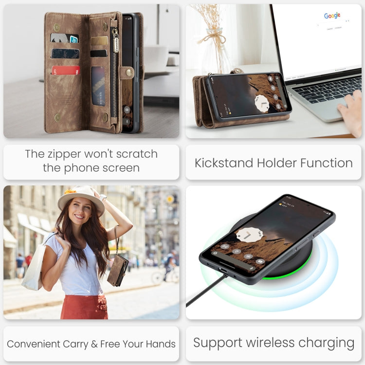 For Google Pixel 9 Pro XL CaseMe 008 Detachable Multifunctional Leather Phone Case(Brown) by CaseMe