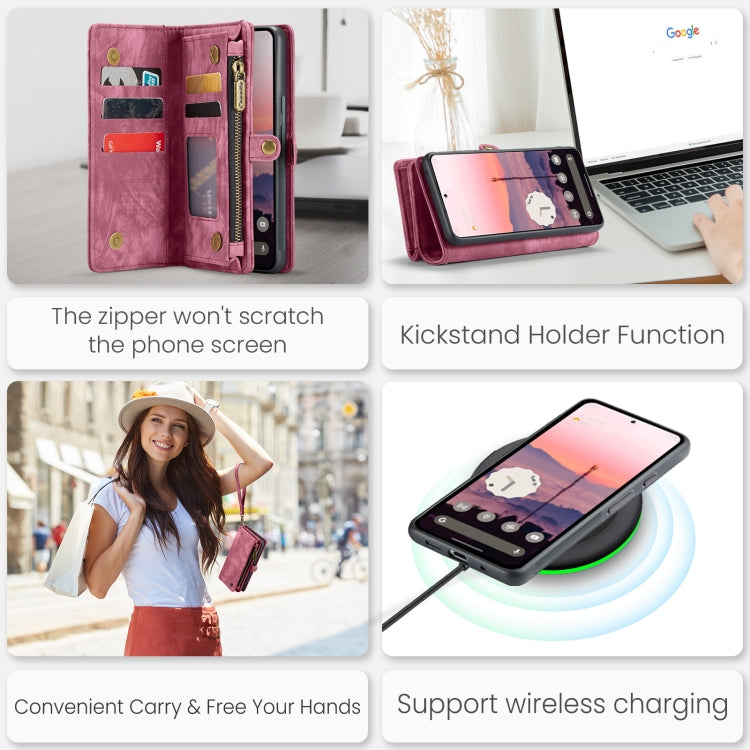 For Google Pixel 9 Pro XL CaseMe 008 Detachable Multifunctional Leather Phone Case(Wine Red) by CaseMe