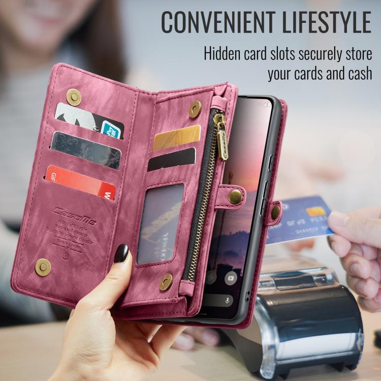 For Google Pixel 9a CaseMe 008 Detachable Multifunctional Leather Phone Case(Wine Red) by CaseMe