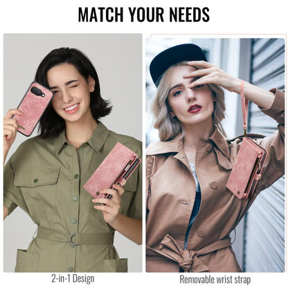 For Google Pixel 9a CaseMe 008 Detachable Multifunctional Leather Phone Case(Pink) by CaseMe