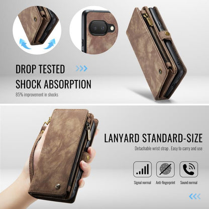 For Google Pixel 9a CaseMe 008 Detachable Multifunctional Leather Phone Case(Brown) by CaseMe