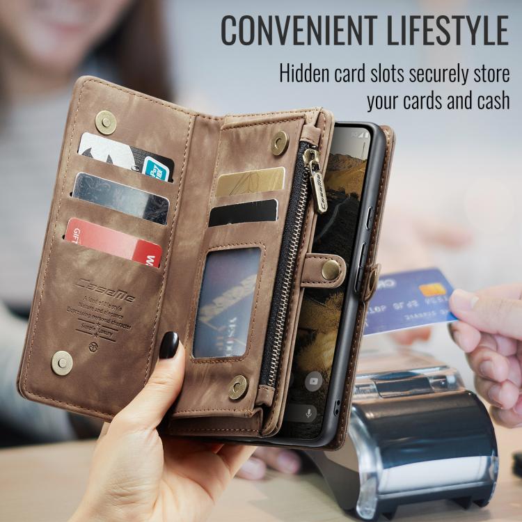 For Google Pixel 9a CaseMe 008 Detachable Multifunctional Leather Phone Case(Brown) by CaseMe