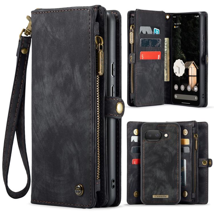 For Google Pixel 9a CaseMe 008 Detachable Multifunctional Leather Phone Case(Black) by CaseMe