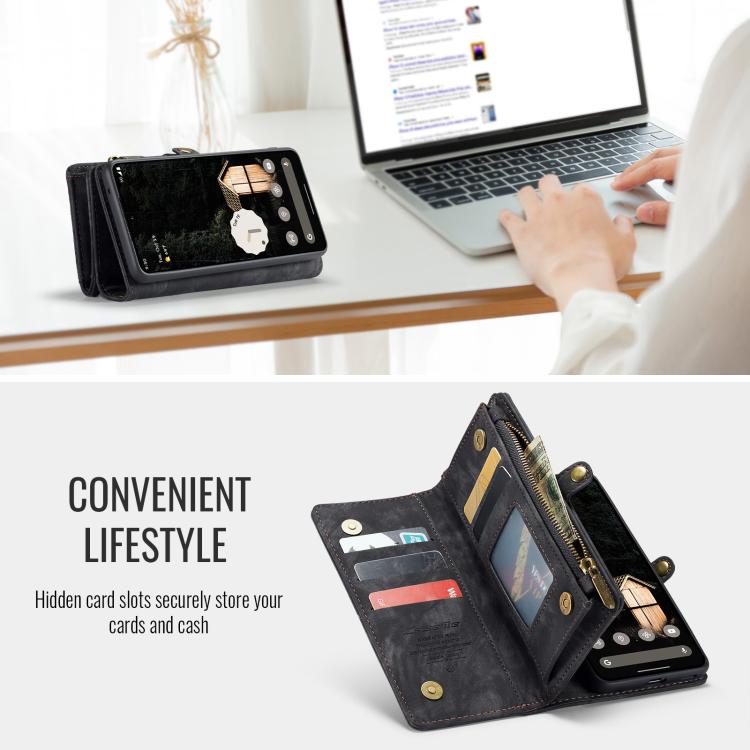 For Google Pixel 9a CaseMe 008 Detachable Multifunctional Leather Phone Case(Black) by CaseMe