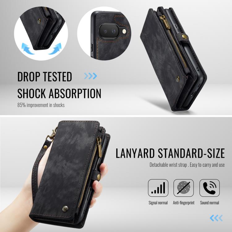 For Google Pixel 9a CaseMe 008 Detachable Multifunctional Leather Phone Case(Black) by CaseMe