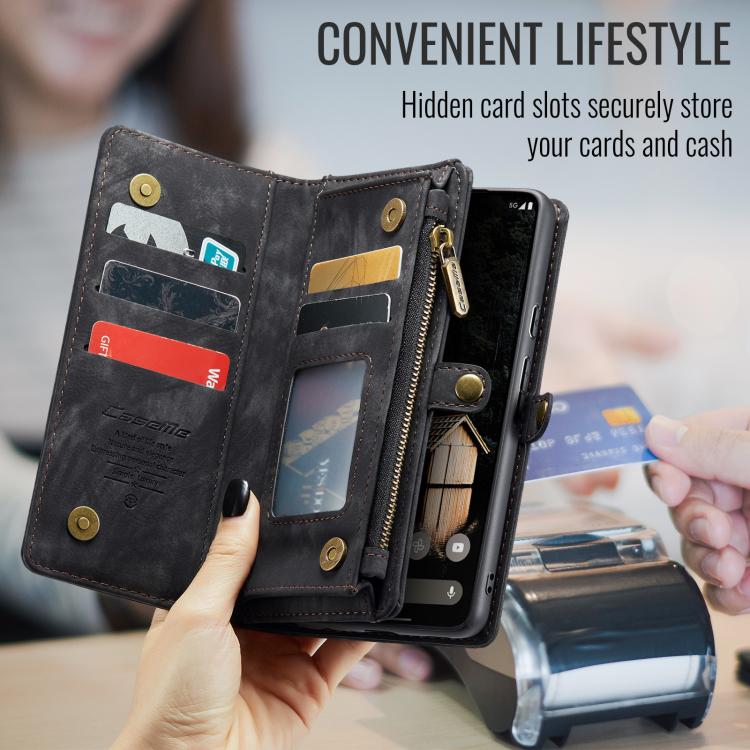 For Google Pixel 9a CaseMe 008 Detachable Multifunctional Leather Phone Case(Black) by CaseMe