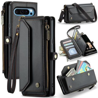 For Google Pixel 9 Pro XL / 10 Pro XL CaseMe C36 Card Slots Zipper Wallet RFID Anti-theft Leather Phone Case(Black) by CaseMe