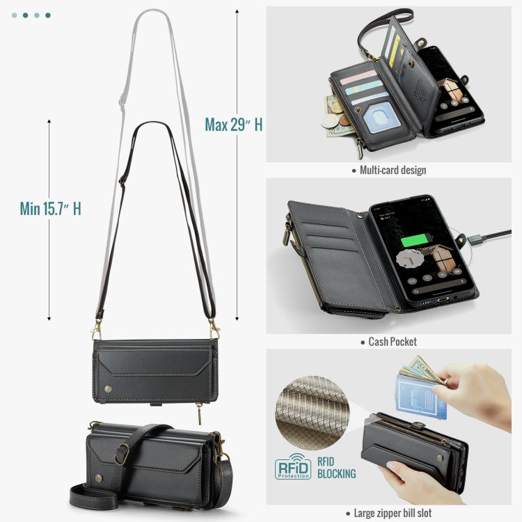 For Google Pixel 9 Pro XL / 10 Pro XL CaseMe C36 Card Slots Zipper Wallet RFID Anti-theft Leather Phone Case(Black) by CaseMe