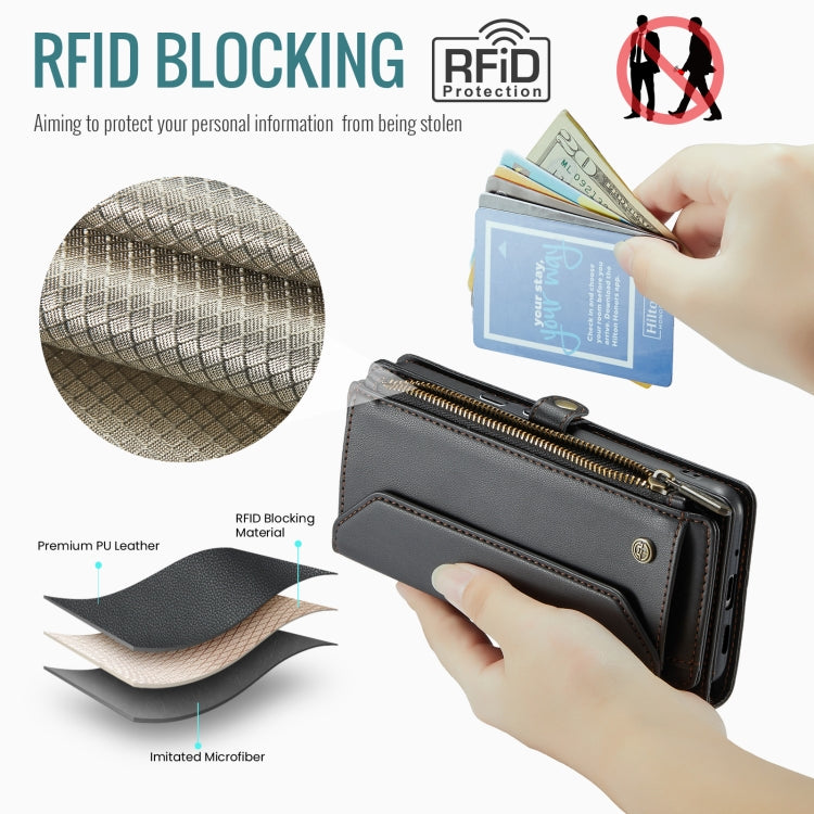 For Google Pixel 9 Pro XL / 10 Pro XL CaseMe C36 Card Slots Zipper Wallet RFID Anti-theft Leather Phone Case(Black) by CaseMe