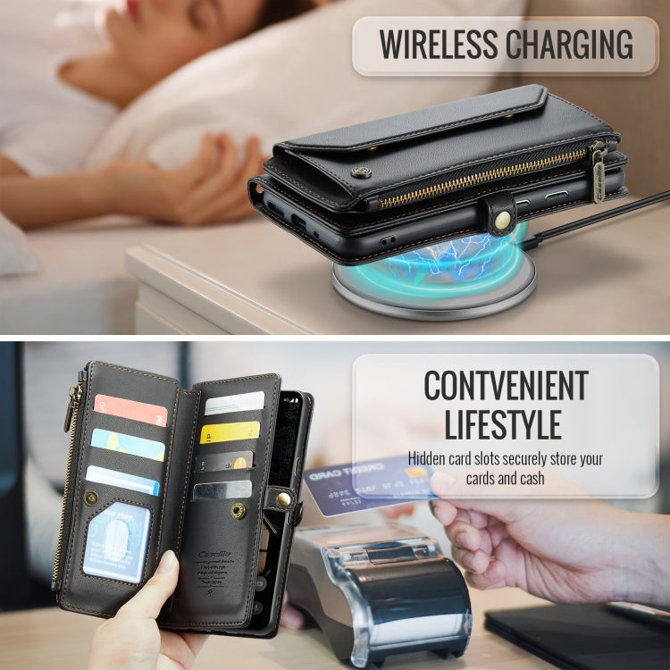 For Google Pixel 9 Pro XL / 10 Pro XL CaseMe C36 Card Slots Zipper Wallet RFID Anti-theft Leather Phone Case(Black) by CaseMe
