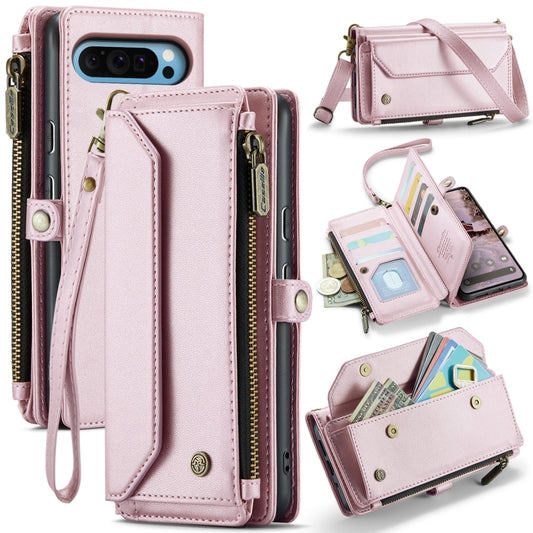 For Google Pixel 9 Pro XL / 10 Pro XL CaseMe C36 Card Slots Zipper Wallet RFID Anti-theft Leather Phone Case(Pink) by CaseMe