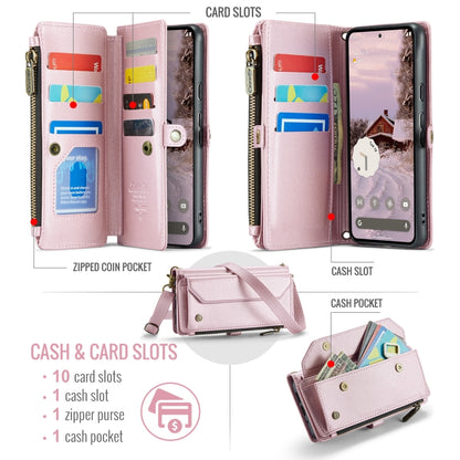 For Google Pixel 9 Pro XL / 10 Pro XL CaseMe C36 Card Slots Zipper Wallet RFID Anti-theft Leather Phone Case(Pink) by CaseMe