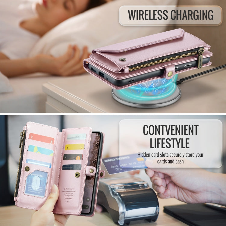 For Google Pixel 9 Pro XL / 10 Pro XL CaseMe C36 Card Slots Zipper Wallet RFID Anti-theft Leather Phone Case(Pink) by CaseMe