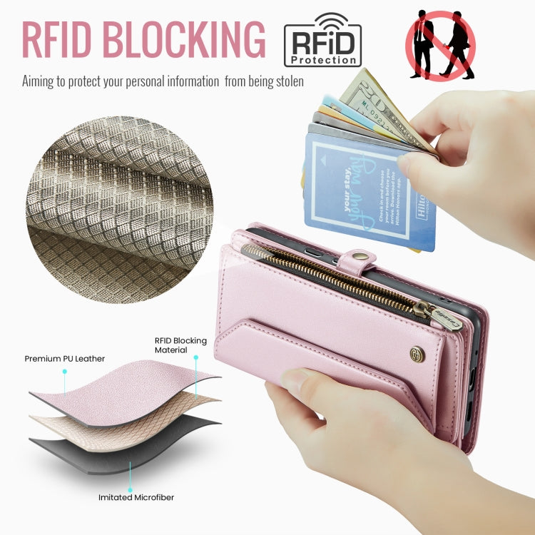 For Google Pixel 9 Pro XL / 10 Pro XL CaseMe C36 Card Slots Zipper Wallet RFID Anti-theft Leather Phone Case(Pink) by CaseMe