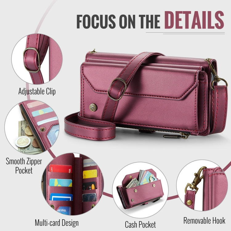 For Google Pixel 9 Pro XL / 10 Pro XL CaseMe C36 Card Slots Zipper Wallet RFID Anti-theft Leather Phone Case(Wine) by CaseMe