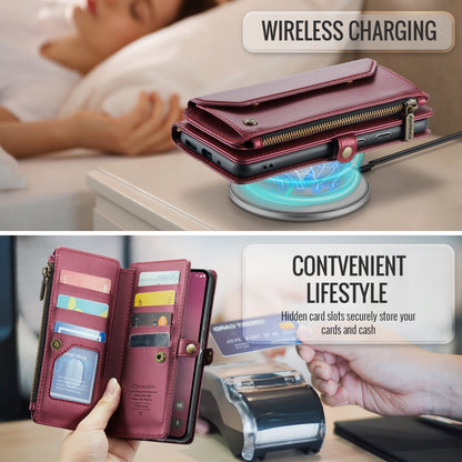 For Google Pixel 9 Pro XL / 10 Pro XL CaseMe C36 Card Slots Zipper Wallet RFID Anti-theft Leather Phone Case(Wine) by CaseMe