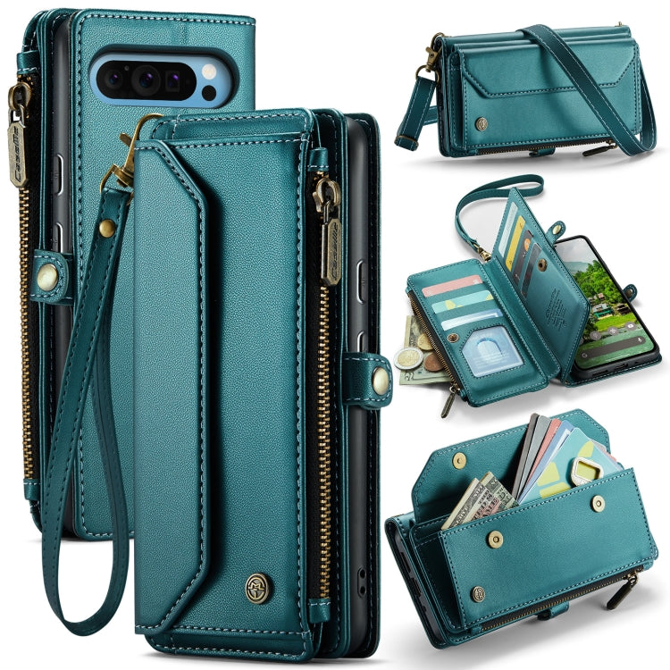 For Google Pixel 9 Pro XL / 10 Pro XL CaseMe C36 Card Slots Zipper Wallet RFID Anti-theft Leather Phone Case(Green) by CaseMe