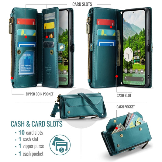 For Google Pixel 9 Pro XL / 10 Pro XL CaseMe C36 Card Slots Zipper Wallet RFID Anti-theft Leather Phone Case(Green) by CaseMe