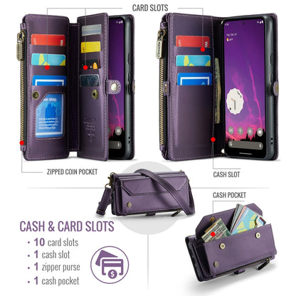 For Google Pixel 9 Pro XL / 10 Pro XL CaseMe C36 Card Slots Zipper Wallet RFID Anti-theft Leather Phone Case(Purple) by CaseMe