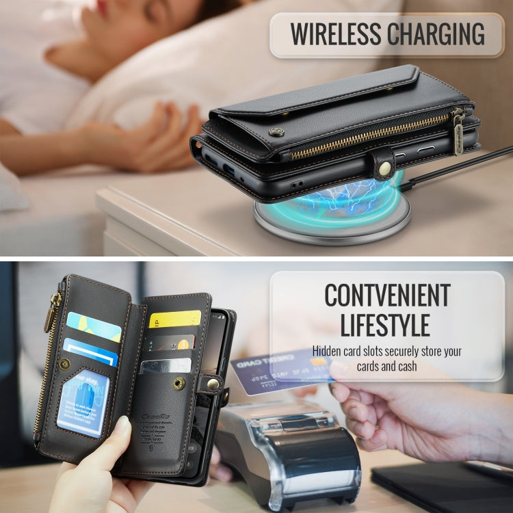 For Google Pixel 10 / 10 Pro / 9 CaseMe C36 Card Slots Zipper Wallet RFID Anti-theft Leather Phone Case(Black) by CaseMe