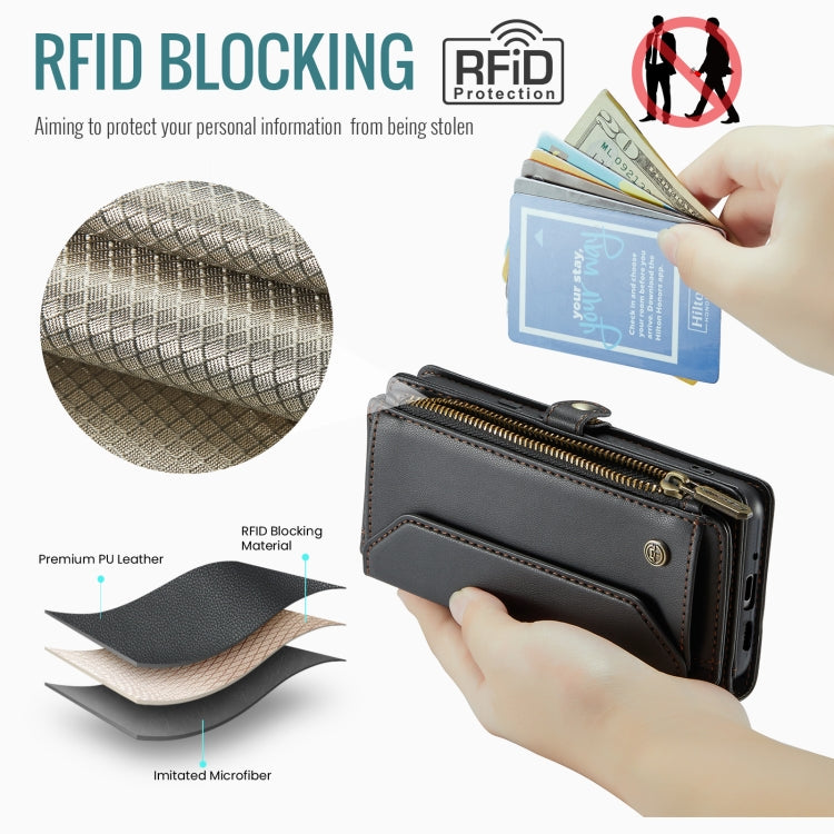 For Google Pixel 10 / 10 Pro / 9 CaseMe C36 Card Slots Zipper Wallet RFID Anti-theft Leather Phone Case(Black) by CaseMe