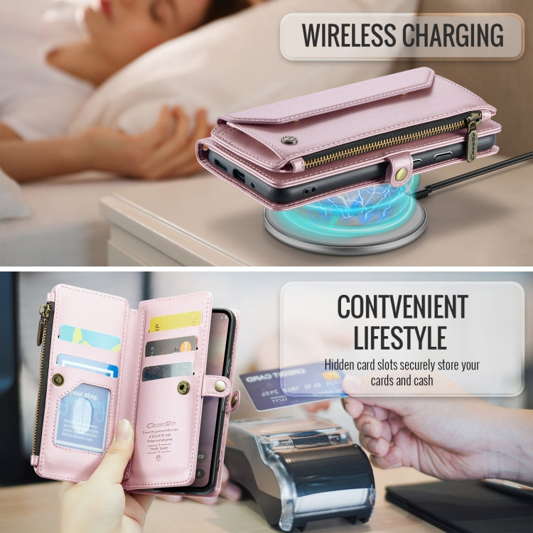 For Google Pixel 10 / 10 Pro / 9 CaseMe C36 Card Slots Zipper Wallet RFID Anti-theft Leather Phone Case(Pink) by CaseMe