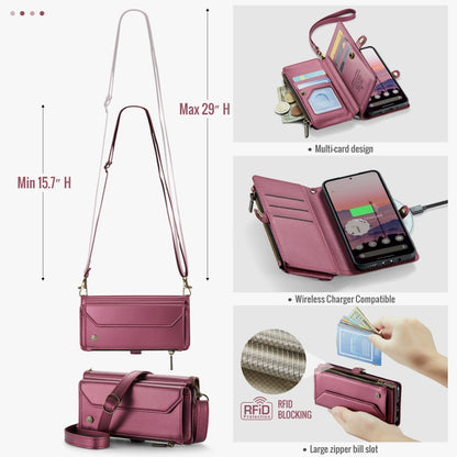 For Google Pixel 10 / 10 Pro / 9 CaseMe C36 Card Slots Zipper Wallet RFID Anti-theft Leather Phone Case(Wine) by CaseMe