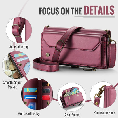 For Google Pixel 10 / 10 Pro / 9 CaseMe C36 Card Slots Zipper Wallet RFID Anti-theft Leather Phone Case(Wine) by CaseMe