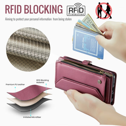 For Google Pixel 10 / 10 Pro / 9 CaseMe C36 Card Slots Zipper Wallet RFID Anti-theft Leather Phone Case(Wine) by CaseMe