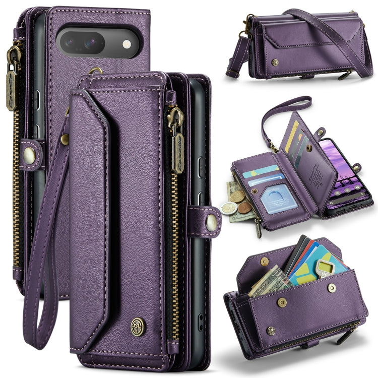 For Google Pixel 10 / 10 Pro / 9 CaseMe C36 Card Slots Zipper Wallet RFID Anti-theft Leather Phone Case(Purple) by CaseMe