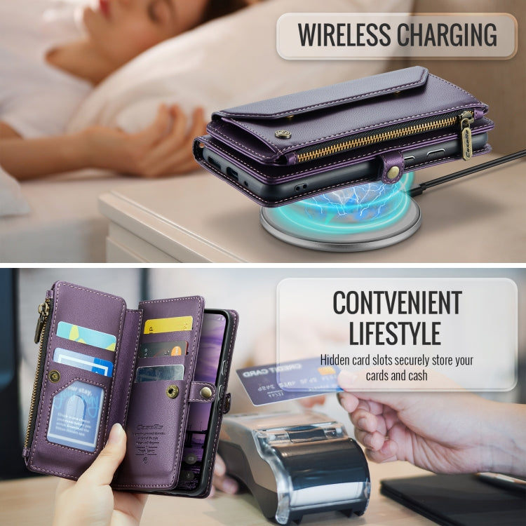 For Google Pixel 10 / 10 Pro / 9 CaseMe C36 Card Slots Zipper Wallet RFID Anti-theft Leather Phone Case(Purple) by CaseMe