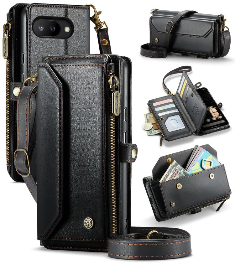 For Google Pixel 9a CaseMe C36 Card Slots Zipper Wallet RFID Anti-theft Leather Phone Case(Black) by CaseMe
