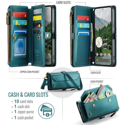 For Google Pixel 9a CaseMe C36 Card Slots Zipper Wallet RFID Anti-theft Leather Phone Case(Green) by CaseMe