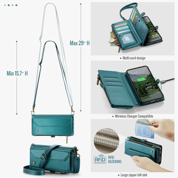 For Google Pixel 9a CaseMe C36 Card Slots Zipper Wallet RFID Anti-theft Leather Phone Case(Green) by CaseMe