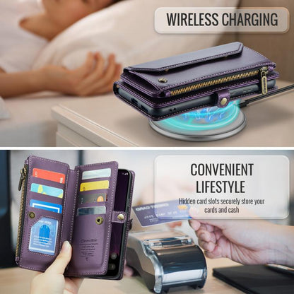 For Google Pixel 9a CaseMe C36 Card Slots Zipper Wallet RFID Anti-theft Leather Phone Case(Purple) by CaseMe