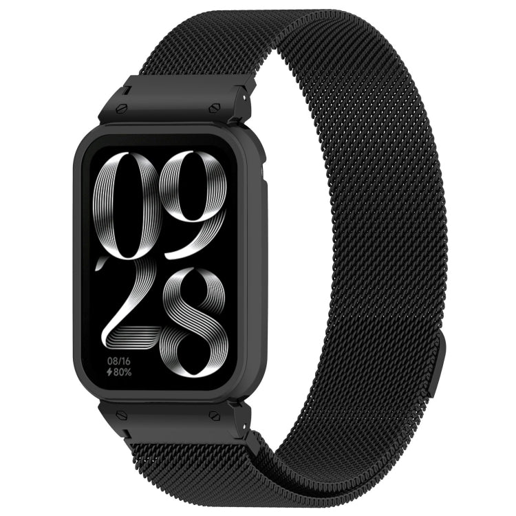 For Xiaomi Mi Band 8 Pro Metal Frame + Milan Magnetic Stainless Steel Integrated Watch Band(Black) by bashfashion