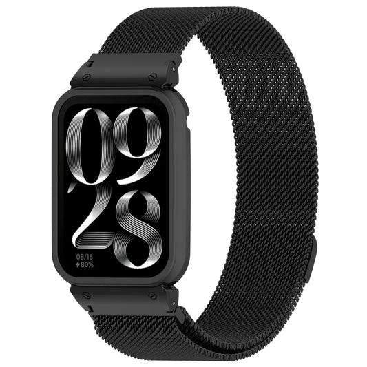 For Xiaomi Mi Band 8 Pro Metal Frame + Milan Magnetic Stainless Steel Integrated Watch Band(Black) by bashfashion