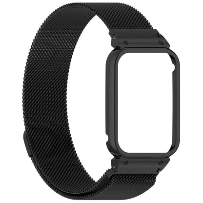 For Xiaomi Mi Band 8 Pro Metal Frame + Milan Magnetic Stainless Steel Integrated Watch Band(Black) by bashfashion