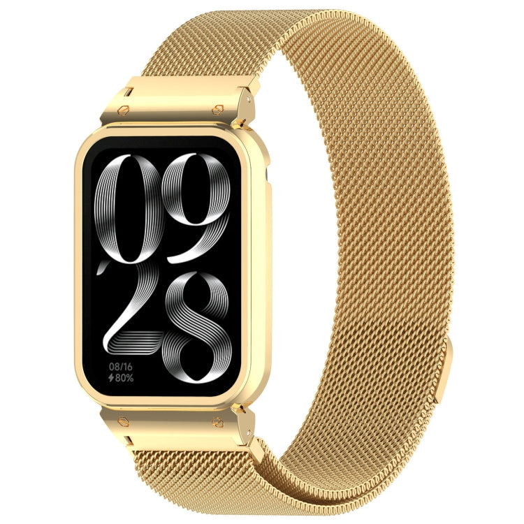 For Xiaomi Mi Band 8 Pro Metal Frame + Milan Magnetic Stainless Steel Integrated Watch Band(Gold) by bashfashion