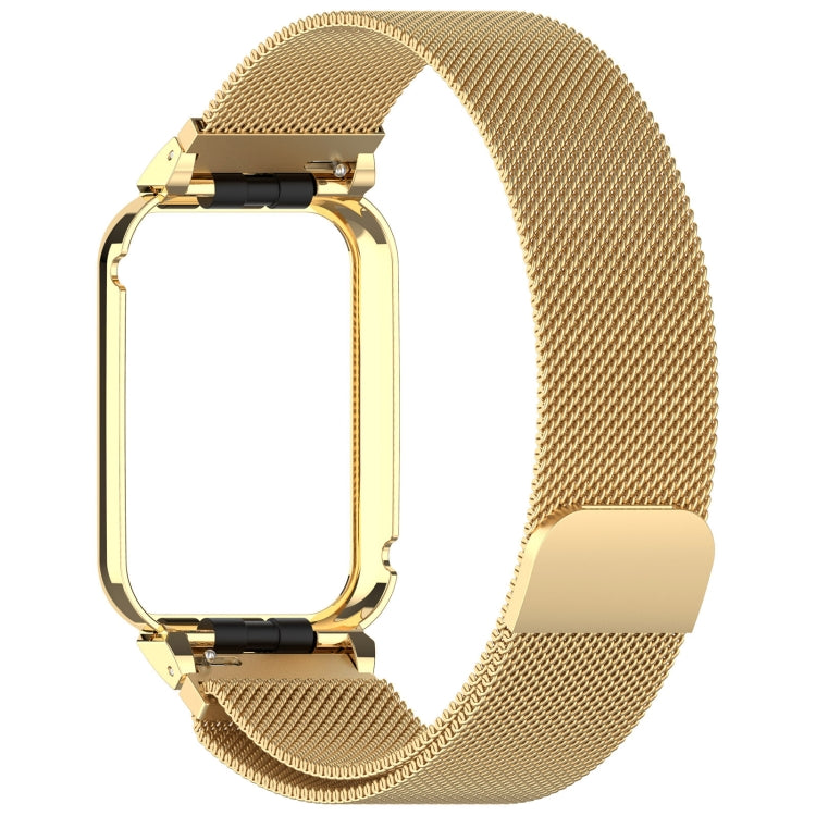 For Xiaomi Mi Band 8 Pro Metal Frame + Milan Magnetic Stainless Steel Integrated Watch Band(Gold) by bashfashion