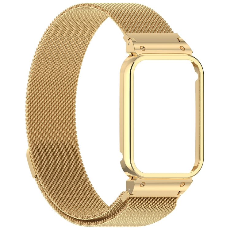 For Xiaomi Mi Band 8 Pro Metal Frame + Milan Magnetic Stainless Steel Integrated Watch Band(Gold) by bashfashion