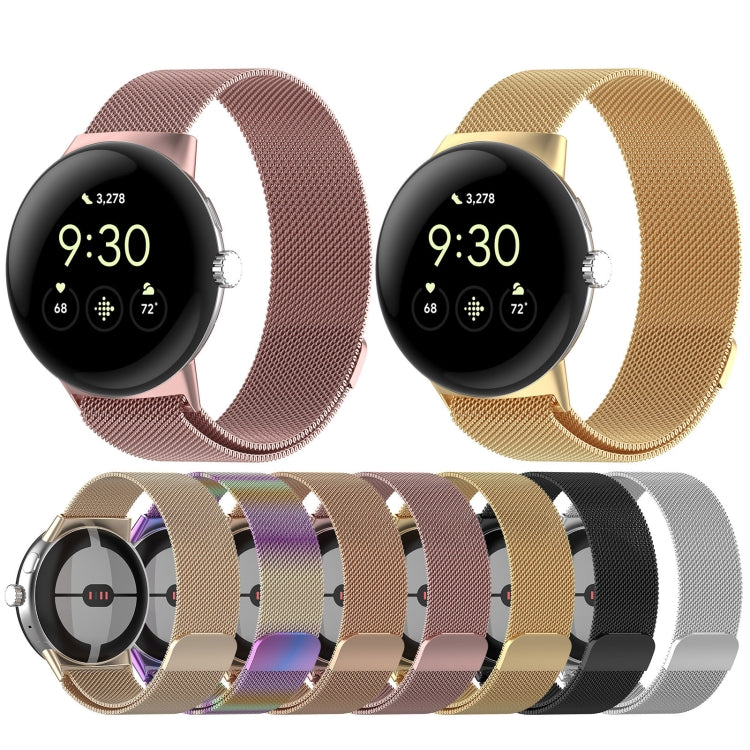 For Google Pixel Watch 3 45mm Milanese Metal Magnetic Watch Band(Rose Gold) by bashfashion