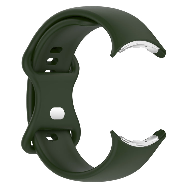 For Google Pixel Watch 3 41mm Solid Color Butterfly Buckle Silicone Watch Band, Size:L(Dark Green) by bashfashion